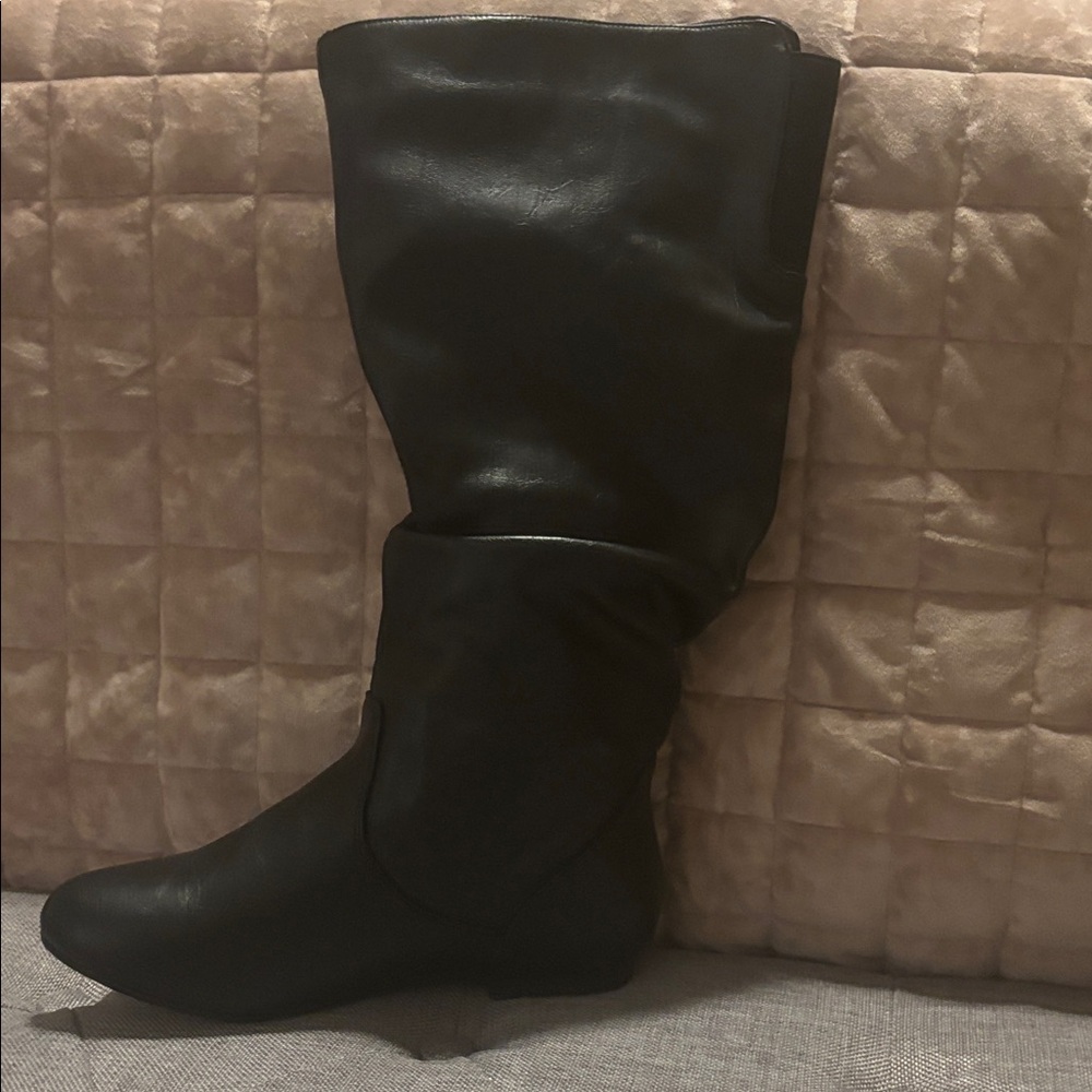 Black Knee High Boots Size 7.5 Flat Riding Boots Women Casual Fall Shoes